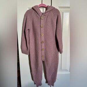 Mauve Knit Button-Front Sweater One Piece with hood - Jamie Kay